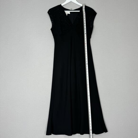 Vintage Jones New York Womens Dress 12 Black Beaded Midi Babydoll Whimsigoth - Picture 5 of 12